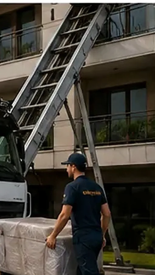 Dış cephe asansörü ile eşya taşıma